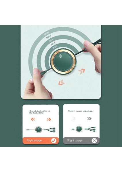 Geri Çekilebilir Bire Üç Veri Kablosu Hızlı Şarj Cep Telefonu Üçü Bir Arada Şarj Kablosu Siyah (Yurt Dışından) fiyatları