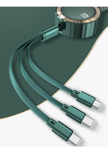 Geri Çekilebilir Bire Üç Veri Kablosu Hızlı Şarj Cep Telefonu Üçü Bir Arada Şarj Kablosu Siyah (Yurt Dışından) modelleri