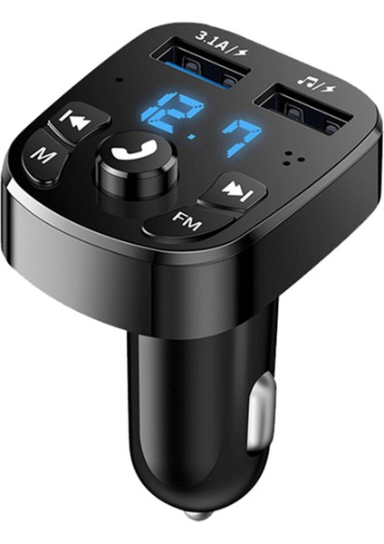 Araba Bluetooth 5.0 Ses Çalar U Disk ve Telefon Için Çift USB Şarj Adaptörü Araba Fm Bluetooth Verici Alıcı (Yurt Dışından)