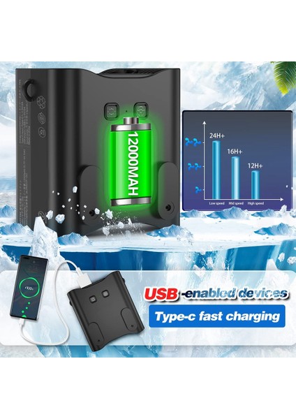 Taşınabilir Bel Klipsli Fan/kolye Fanı 12000 Mah 24 Saat Üzerinde Uzun Çalışma Süresi, Güçlü Hava Akımı, Soğutma Fanı El Serbest Fan (Yurt Dışından)