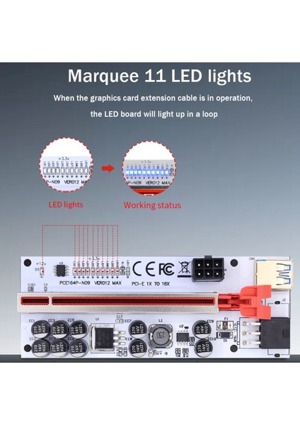 Yükseltici VER012 USB 3.0 Pcı-E Yükseltici VER012MAX Ekspres Kablo Yükseltici Video Kartı Için X16 Genişletici Pcı-E Yükseltici Kart Madencilik Için, A (Yurt Dışından)