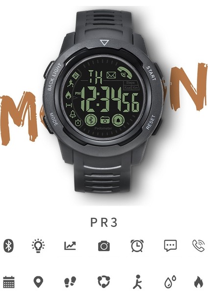 Pr3 Elektronik Bilek Saati Açık Su Geçirmez Koşu Kronograf Çalar Saat Çok Fonksiyonlu Akıllı Saat Kırmızı (Yurt Dışından) fiyatları