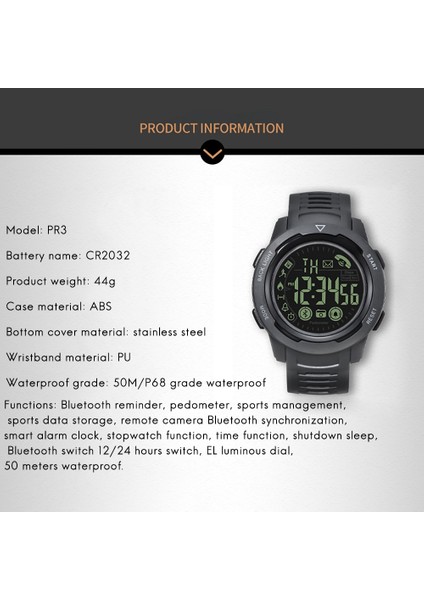 Pr3 Elektronik Bilek Saati Açık Su Geçirmez Koşu Kronograf Çalar Saat Çok Fonksiyonlu Akıllı Saat Kırmızı (Yurt Dışından) fırsatları