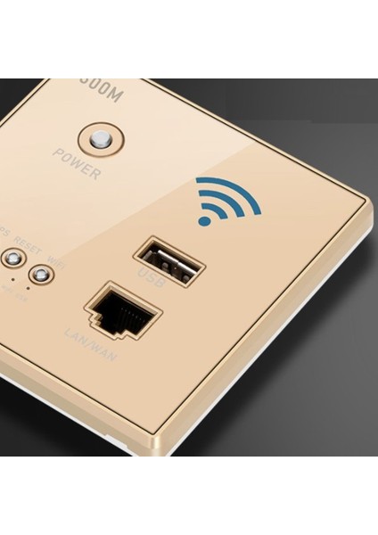 Kablosuz Wifi Soketi RJ45, Ap Röle Akıllı USB Soketi, Kristal Cam Panel, 300MBPS Gömülü Duvar Wıfı Yönlendirici, Gri (Yurt Dışından)