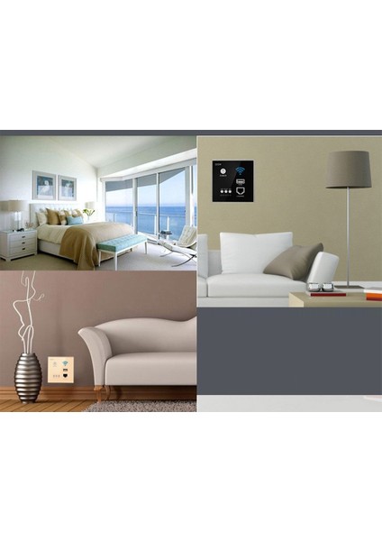 Kablosuz Wifi Soketi RJ45, Ap Röle Akıllı USB Soketi, Kristal Cam Panel, 300MBPS Gömülü Duvar Wıfı Yönlendirici, Gri (Yurt Dışından)