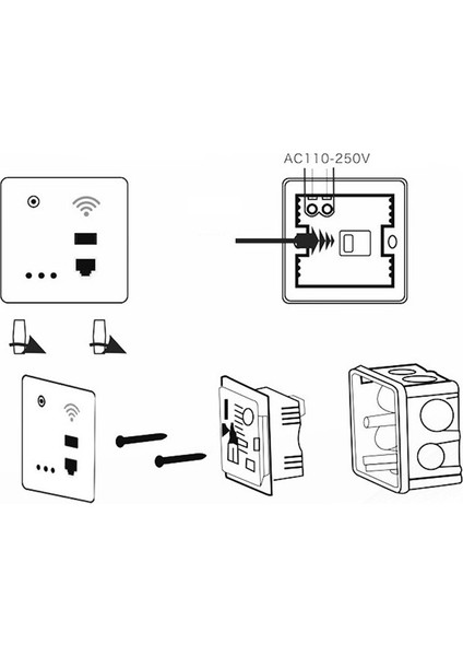 Kablosuz Wifi Soketi RJ45, Ap Röle Akıllı USB Soketi, Kristal Cam Panel, 300MBPS Gömülü Duvar Wıfı Yönlendirici, Gri (Yurt Dışından)