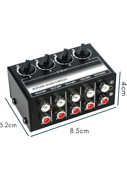 4 Kanal Stereo Ses Mikseri Desteği Rca Giriş ve Çıkış Ayrı Ses Kontrollerine Sahip Mini Pasif Stereo Mikser (Yurt Dışından)