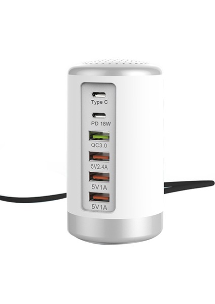 65W USB Hızlı Şarj Cihazı Hub Hızlı Şarj Qc3.0 Çoklu 6 Bağlantı Noktalı USB Tip C Pd Şarj Cihazı Şarj Istasyonu (Beyaz) Abd Tak (Yurt Dışından)