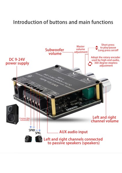XY-E30H 2.1 Kanal Bluetooth 5.1 Ses Güç Amplifikatörü Devre Kartı Modülü Yüksek ve Düşük 15WX2+30W Subwoofer Amplifikatör Hoparlör (Yurt Dışından)