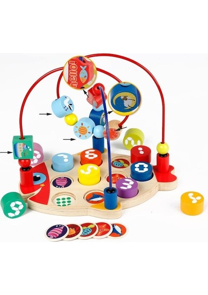 Ahşap Boncuk Labirent Numara Eşleştirme Playset (Yurt Dışından)