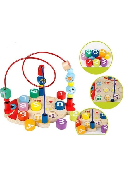 Ahşap Boncuk Labirent Numara Eşleştirme Playset (Yurt Dışından)