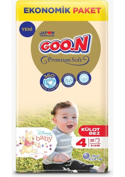 Premium Soft 4 Numara Külot Bez 9-14 kg 42x4 168 Adet