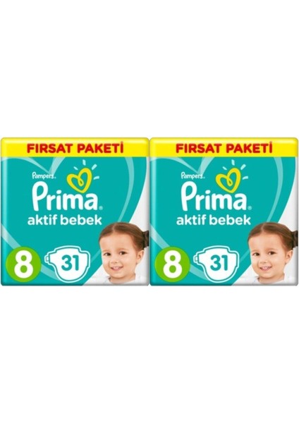 Aktif Bebek 8 Numara xxl 31 Adet 2 Li Set