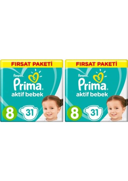 Aktif Bebek 8 Numara 17+kg 31 Adet x 2 Paket