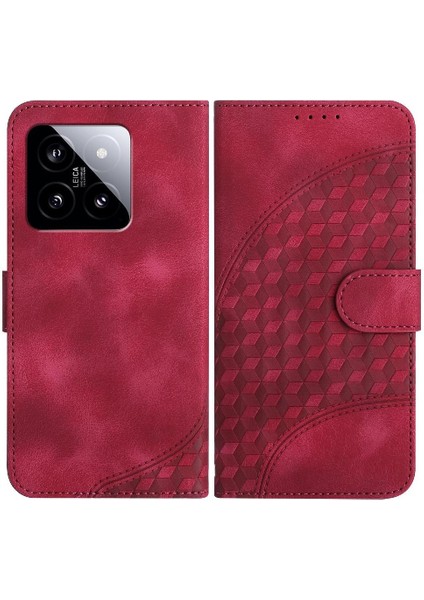 Xiaomi 14 Deri Pu Deri Desen Telefon Kılıfı (Yurt Dışından)