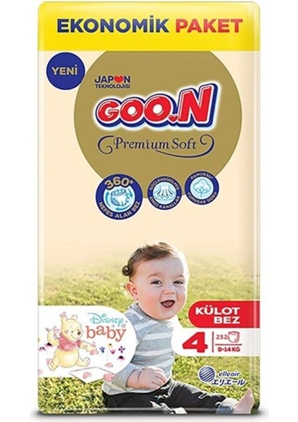 Premium Soft 4 Numara Külot Bez 9-14 kg 252 Adet