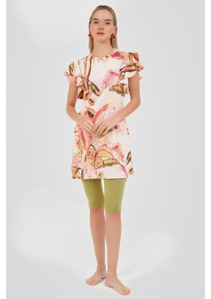 Hera Desenli Yarım Kol Yarı Kapalı Mayo