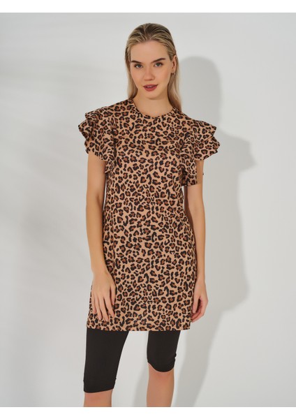 Hera Desenli Yarım Kol Yarı Kapalı Mayo