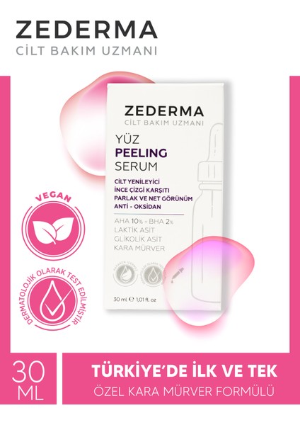 Mor Yüz Peeling Serum & Cilt Yenileyici & Ince Çizgi Karşıtı & Parlak ve Net Görünüm & Anti-Oksidan