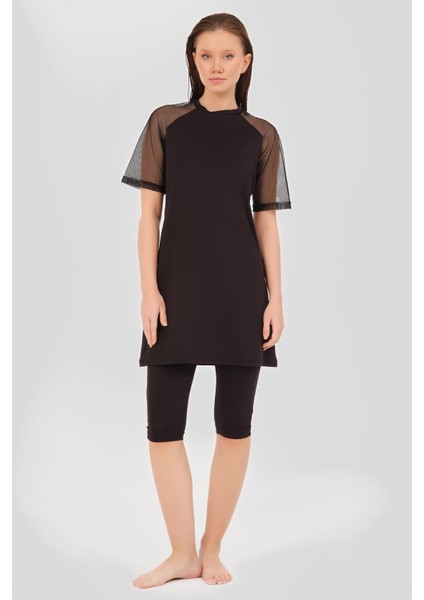 Reglan Fileli Yarım Kol Yarı Kapalı Mayo modelleri