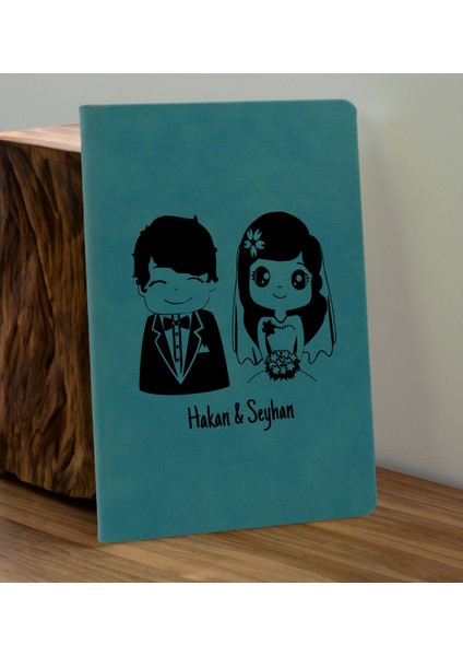 Sevgiliye Özel Isimli Turkuaz Defter ve Cam Matara Hediye Seti-1, Sevgiliye Hediye, Sevgililer Günü, Yeni Iş Hediyesi
