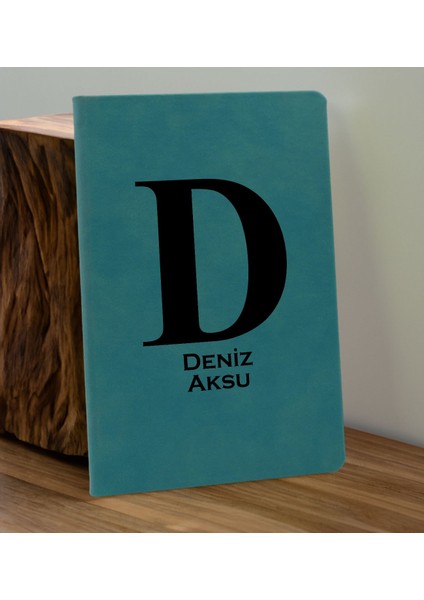 Kişiye Özel Isimli Turkuaz Defter ve Cam Matara Hediye Seti-5, Sevgiliye Hediye, Arkadaşa Hediye, Yeni Iş Hediyesi