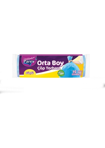 güçlü Çöp Torbası Orta Boy 15 li x15 Adet