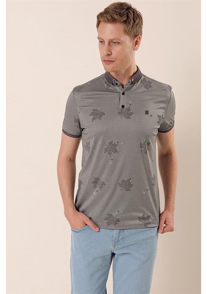 Siyah Kısa Kollu Baskılı Örme Pamuklu Casual Slim Fit Dar Kesim T-Shirt 1011230173