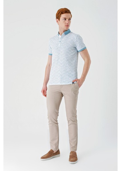 Açık Yeşil Baskılı Jakarlı Düğmeli Yaka Cepli Casual Slim Fit Dar Kesim Tişört 1011240173 indirimleri