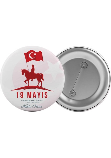 Satürn Design 19 Mayıs Atatürkü Anma Çanta Rozeti 20 Adet En Büyük Boy 5.8cm Iğneli Broş