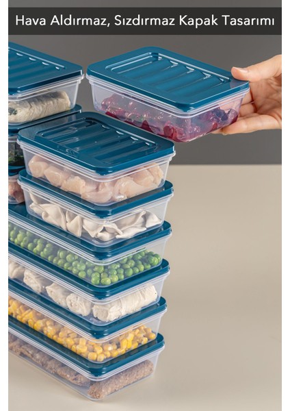 10'lu Buzdolabı Organizer Mikrodalga ve Difrize Uygun Saklama Kabı Petrol 4 x 1170 ml - 6 x 600ML fırsatları