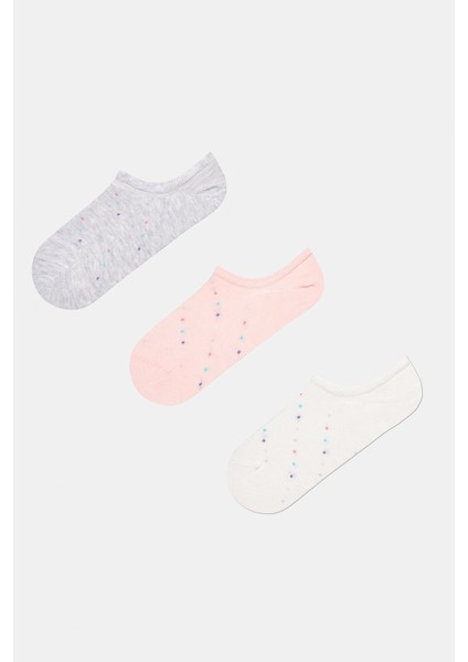 3 Çift Pamuklu Mini Puantiye Desenli Sneaker Çorap