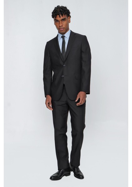 Siyah Gabardin Mono Yaka 4 Drop Comfort Fit Rahat Kesim Basic Takım Elbise 1001240009 modelleri