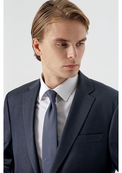 Lacivert Mono Yaka Tek Yırtmaç 4 Drop Comfort Fit Rahat Kesim Klasik Takım Elbise 1001235167