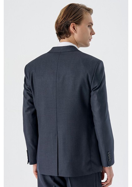 Lacivert Mono Yaka Tek Yırtmaç 4 Drop Comfort Fit Rahat Kesim Klasik Takım Elbise 1001235167