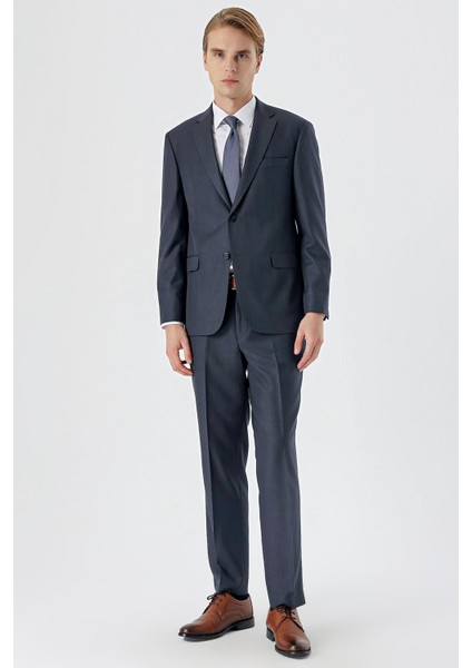 Lacivert Mono Yaka Tek Yırtmaç 4 Drop Comfort Fit Rahat Kesim Klasik Takım Elbise 1001235167