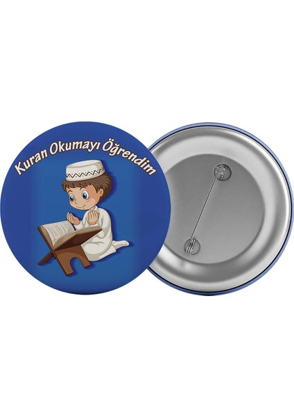 Kuran Okumayı Öğrendim Çanta Rozeti 20 Adet En Büyük Boy 5.8cm Iğneli Broş