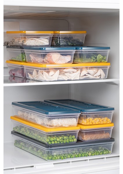 6'lı Buzdolabı Organizer Mikrodalga ve Difrize Uygun Saklama Kabı Antrasit 6 x 1200 ml