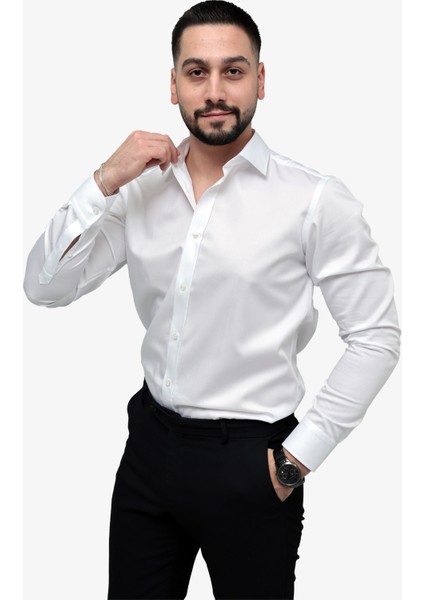 Pamuk Saten Slim Fit Gömlek