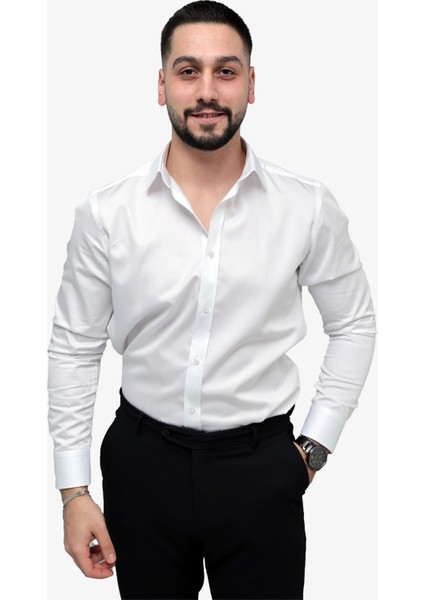 Pamuk Saten Slim Fit Gömlek