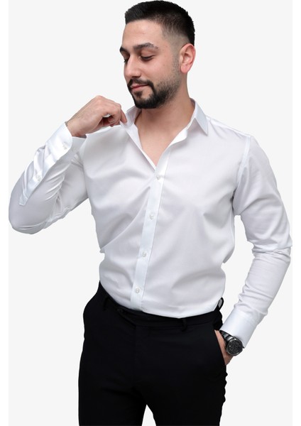 Pamuk Saten Slim Fit Gömlek