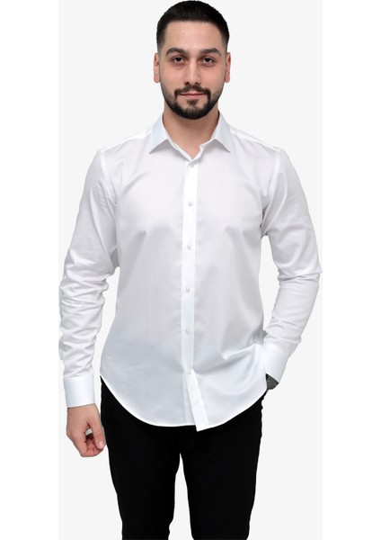 Pamuk Saten Slim Fit Gömlek