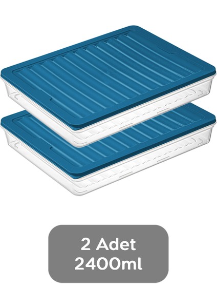 2'li Buzdolabı Organizer Mikrodalga ve Difrize Uygun Saklama Kabı Petrol 2 x 2400 ml fiyatları