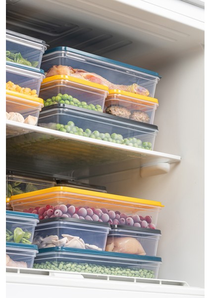 2'li Buzdolabı Organizer Mikrodalga ve Difrize Uygun Saklama Kabı Petrol 2 x 2400 ml modelleri