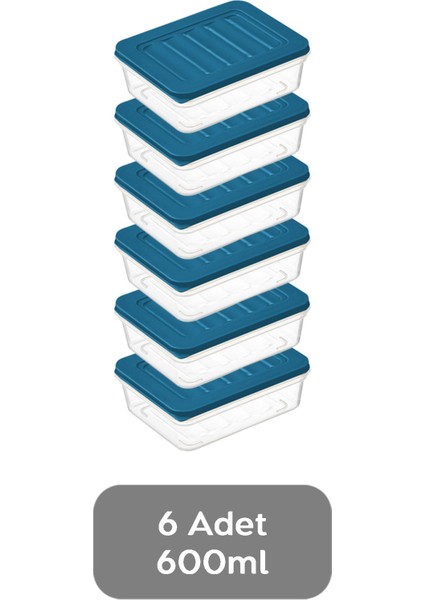 6'lı Buzdolabı Düzenleyici Difriz-Mikrodalga Uyumlu Saklama Kabı Petrol 6 x 600 ml fiyatları