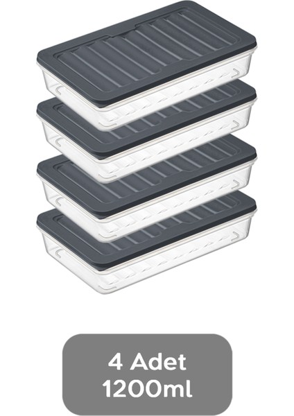 4'lü Buzdolabı Düzenleyici Difriz-Mikrodalga Uyumlu Saklama Kabı Antrasit 4 x 1200 ml fiyatları