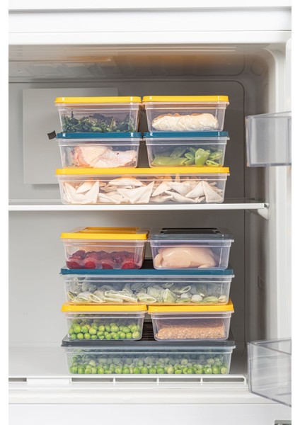 2'li Buzdolabı Organizer Mikrodalga ve Difrize Uygun Saklama Kabı Sarı 2 x 1200 ml