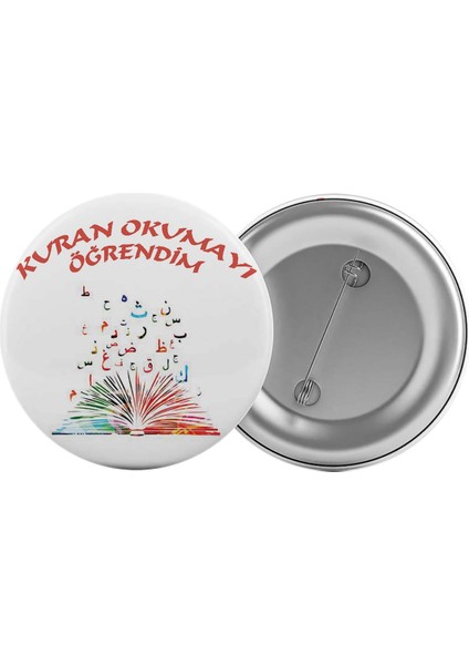 Satürn Design Kuran Okumayı Öğrendim Çanta Rozeti 20 Adet En Büyük Boy 5.8cm Iğneli Broş