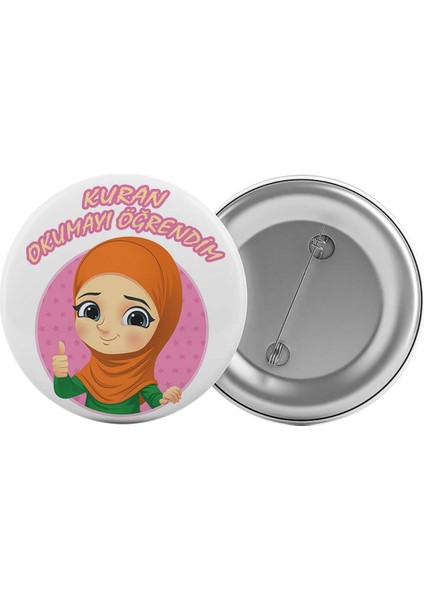 Kuran Okumayı Öğrendim Çanta Rozeti 20 Adet En Büyük Boy 5.8cm Iğneli Broş