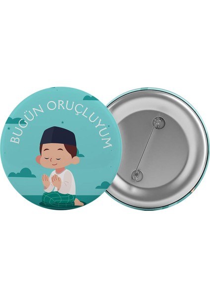 Bugün Oruçluyum Çanta Rozeti 20 Adet En Büyük Boy 5.8cm Iğneli Broş